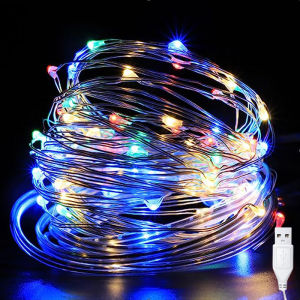 LED Garland Lights USB Fairy Copper Wire Light String Christmas Ornaments New Years Eve Wedding Party Street Xmas Tree Decor