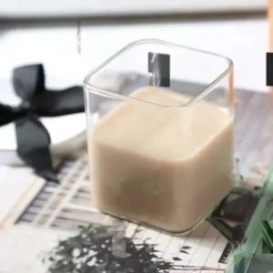 Nexlent High Temperature Resistant Square Transparent Glass Tea Milk Cup 250ml/400ml