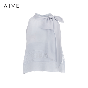 AIVEI | Elegant Bow-Neck French Style Knitted Top