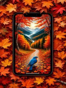 HUACAN Autumn Forest Landscape bird Mountain Diamond Mosaic  Leaf Painting 5d Diy Rhinestones Full Square Round Drill