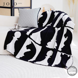 Luxurious Sofa Cover Blanket for Nap Time Lightweight Knitted Acrylic Throw Blanket Nordic Style Stripe Pattern Universal Use
