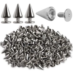 10/100pcs Punk Metal Spikes Double Cap Silver Rivets Cone Studs DIY Bags Clothes Spike Round Nail Rivet Handcraft Supplies
