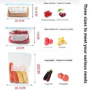 10Pcs Reusable Stand-Up Zipper Bags Zip Shut Freezer Pouches for Kitchen Food Storage Organizer Fruit Vegetable Ziplock