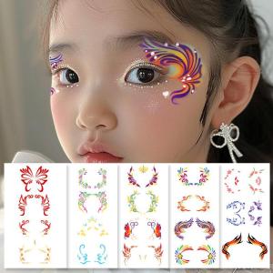 Waterproof Colorful Eyelid Tattoo Stickers for Women Long-lasting Cute Stage Performance Face Makeup Childrens Day Celebration