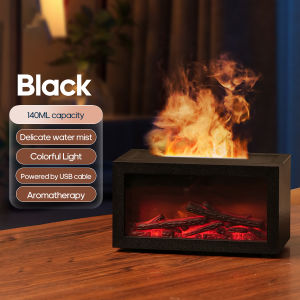 Mini Flame Fireplace Aroma Diffuser 140ml Home Air Humidifier Mist Diffuser Aromatherapy Essential Oils Colorful Lights for Gift