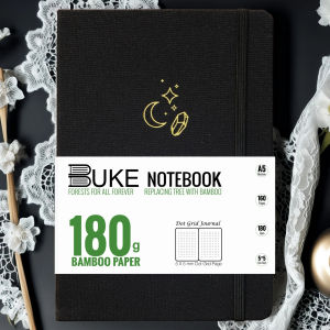 BUJO A5 Dotted Journal – 180gsm Thick White Paper Silver Edges Hardcover 160 Pages Dot Grid Notebook with Gift Box