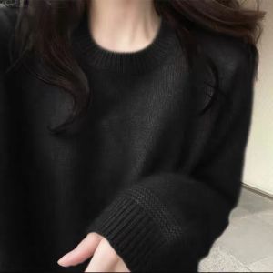 Autumn and Winter New New Pullover round Neck Raccoon Fur Soft Glutinous Sweater Inner Wear Loose Gentle Bottoming Sweater Top