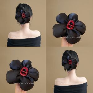 Large Size Retro Color Block Flower Hair Claw Korean Style Trendy Hair Clip Travel Beauty Hair Accessories Spring 2025