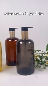300ml/500ml Gold Black Plastic Pump Bottle Shampoo Hand Soap Dish Soap Lotion Empty Container Large Capacity Travel Bath Bottle