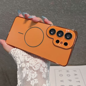 Luxury For MagSafe AG Frosted Phone Case for Samsung Galaxy S26 S25 S24 Ultra Crystal Full Lens Protection Wireless Charge Cover