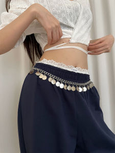 พู่โลหะ สายโซ่คาดเอว ผู้หญิง จี้ทรงกลมความรู้สึกระดับไฮเอนด์ ชนเผ่า สไตล์สําหรับกระโปรงและ กางเกง อุปกรณ์เสริมเข็มขัด