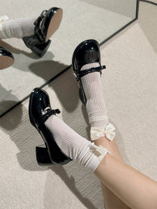 Mary Jane Women's High Heels: Spring 2025 New Black Patent Leather Shoes