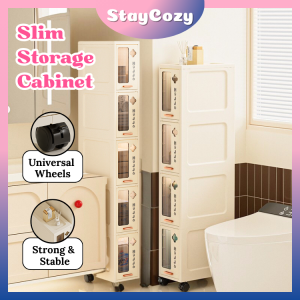 20CM Slim Storage Cabinet with Wheels Multi-Layer Narrow Drawer Organizer Space Saving Shelf for Bathroom Kitchen Toilet