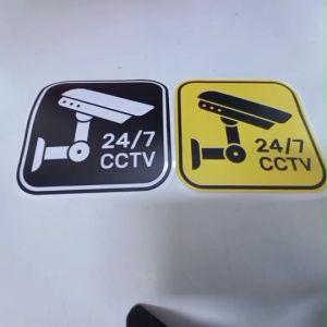 ป้ายกล้องวงจรปิด ป้ายเตือนกล้องวงจรปิดกำลังทำงาน 24 ชม. CCTV ติดประตู ผนัง กระจก (ขนาด 15x15 cm.) ทนแดด ทนฝน คมชัด พร้อมส่ง TS056