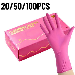 20/50/100PCS Deep Pink Disposable Nitrile Gloves Cleaning Multi-Purpose Durable Cleaning Gloves Pet Bathing Gardening Work