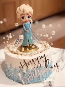 Elsa Princess Cake Decoration Girls Snow Princess Elsa Castle Snowman Snowflake Decoration Acrylic Cartoon Festival Supplies