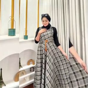 Anindya Fashion Presents Overall Alia Flanel Motif 4010 Bahan Tebal Good Quality Premium Nyaman Dipakai Look Casual Simple Basic Kekinian dan Elegant Pakaian Overall Wanita Model Terbaru Best Seller 2023