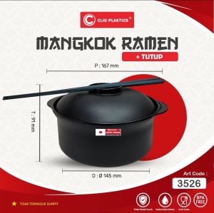 mangkuk ramen + tutup / mangkok mie ayam foodgrade tahan panas