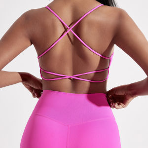 Solid Color underwear Cross Back Women Fitness Sports Bra Top Yoga Comprehensive Training Jog Chest Pad Spaghetti Strap Beauty