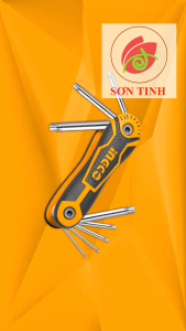 Bộ 8 chìa lục giác bông bỏ túi INGCO HHK14083 Size T9-T40 Cr-V chống nhiệt mạ chrome