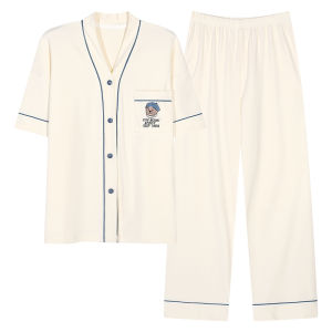 Bộ đồ ngủ nữ MiiOW bằng cotton tay ngắn cổ chữ V và có đệm ngực