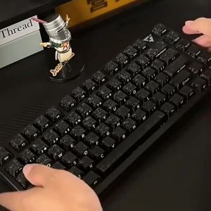Carbon Fiber Texture Keycaps Forged Carbon Pattern Side-Engraved Non-Translucent Original Magnetic Switch Keycaps
