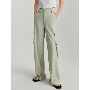 Elle Black Working Wear Style Loose Straight-leg Casual Pants Women 2024 Summer New Arrival Fancy Drape Niche Style Pants