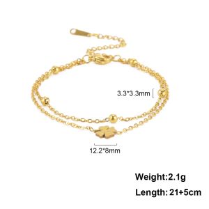 Skyrim Foot Chain of Women Men Silver Color Four-leaf Clover Stainless Steel Anklet Simple Beads Fashion Jewelry Accessories New
