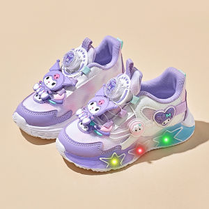 KUOBURENSHENG | Non-slip Soled Glow in the Dark Rotating Buckle Mesh Breathable Soft Bottom Girls Sports Shoes