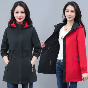Double-Sided Windbreaker Outwear Womens Mid Length Long Length Spring & Fall 2024 Autumn New Arrival Fashion Loose Casual Top Autumn Clothing