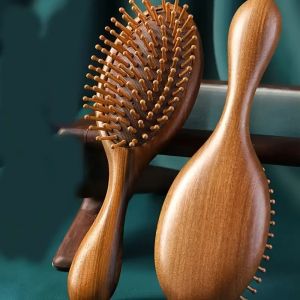 Luxurious Sandalwood Air Cushion Comb - Fine-Toothed Scalp Massaging Hairbrush for All Hair Types