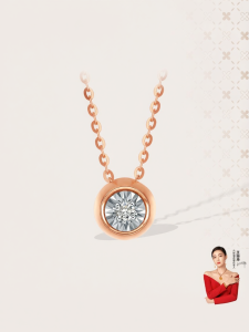 18k Gold Round Pendant Necklace