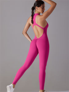 High-Intensity Pure Color Tight Fit Sensation Sports Back Long One-Piece Yoga Suit Running Fitness High Elastic Quick Dry Breathable