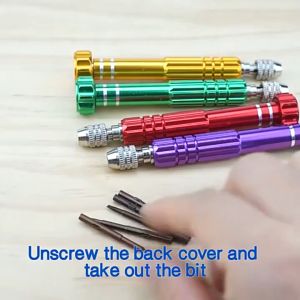 Ktools Multi-Function Precision Screwdriver Set with Anti-Static Tips & Rustproof Aluminum Handle for Electronic Repair - 5-in-1 T5/T6 Torx & Phillips Bits