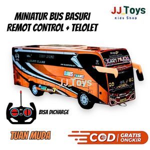Miniatur Mainan Telolet Bus Basuri Remot Control Full Lampu