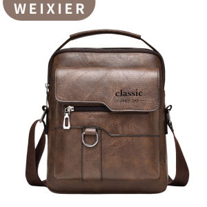 Mens Large Capacity Vihir Crossbody Bag Stylish Business Shoulder Bag Waterproof Wear-resistant Commuter Single Strap Bag