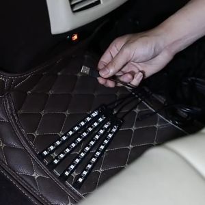 Đèn Led Gầm Ghế Nội Thất Ô Tô Nháy Theo Nhạc Nhiều chế Độ Màu Sắc 12 Đèn Nguồn USB 5V