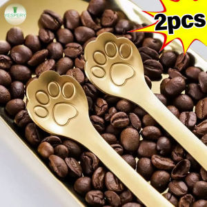 Yespery 2 cái muỗng móng vuốt mèo dễ thương sáng tạo 304 muỗng thép không gỉ Kem Trà Cà Phê Muỗng tráng miệng Phụ Kiện Bộ đồ ăn nhà bếp