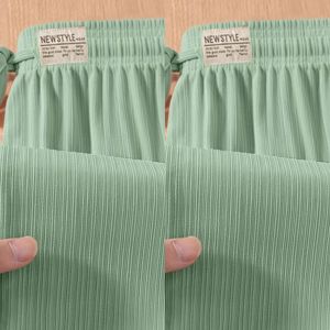 plus Size Ice Silk Wide Leg Pants Women Summer Loose Slimming Concealing High Waist Fat MM Breathable Thin Straight Leg Pants