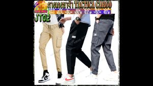 กางเกง JT01-2กางเกงขายาวคาร์โก้ กางเกงขาจั๊มเอวสม้อคมีเชือก ใส่ได้ทั้งชาย-หญิงมีกระเป๋า 2 ข้างใส่สบาย กางเกงขายาวสไตล์เกาหลีJOGGER PANTS Cargo