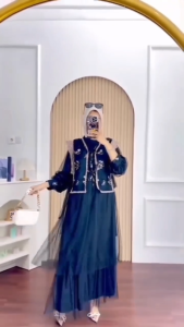 Sella Dress Tille Mix Brukat Full Puring Aplikasi Renda Rompi Terpisah Gaun Kondangan Terbaru 2025