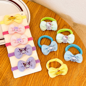 น่ารักการ์ตูนเด็กเชือกผมหญิง Sanrio โบว์เครื่องประดับผมยางรัดผมยืดหยุ่นสูง
