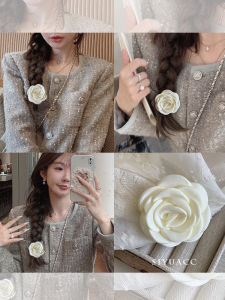 INS Milky White Camellia Barrettes & Retro Flower Duckbill Clip: 2023 Early Autumn New Arrival Female Hair Rope Hair Accessories Headdress