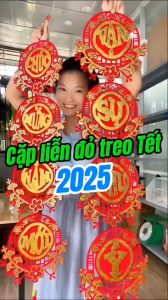 Câu Đối Năm Mới Cặp Câu Đối Liễn Nhung Đỏ Chúc mừng năm mới Vạn Sự Như Ý