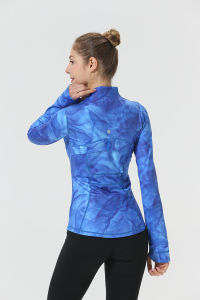 Womens Yoga Jacket Tight Fit Long Sleeve Stand Collar Zipper Top Quick Dry Running Sportswear Breathable Cotton Nylon