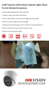 HIKVISION DS-2CD1327G2H-LIU/F 2MP ColorVu with SmaRT Garansi Resmi