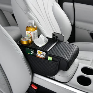 ที่วางแขนในรถหนัง PU พร้อมที่วางแก้วและกล่องทิชชูยานพาหนะมัลติฟังก์ชันสำหรับ Honda Mugen City Hatchback Fd Accord Jazz BRV HRV Crodyswrv อุปกรณ์ตกแต่งภายใน