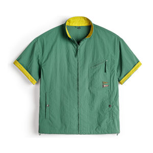 MADEN | Áo Sơ Mi Nam Tay Ngắn Cổ Đứng Nhiều Túi Thêu Hoa Văn American Vintage Chất Liệu Nhẹ