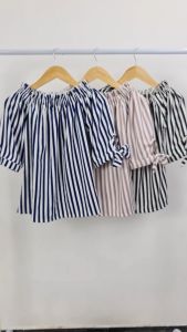 JSM - Atasan Wanita Sabrina GAris2 Stripe Blouse Blus Cewek Model Baru Limited edition Atasan Stripe Dusty Pink Blus Cewek 3/4 Sleeve - Lazada