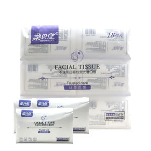 Roubia 4-Layer Bamboo Pulp Soft Tissue Paper 344 Sheets 18 Packs Wet Wipe Facial Tissues Large Size Home Use Hygienic Tissues